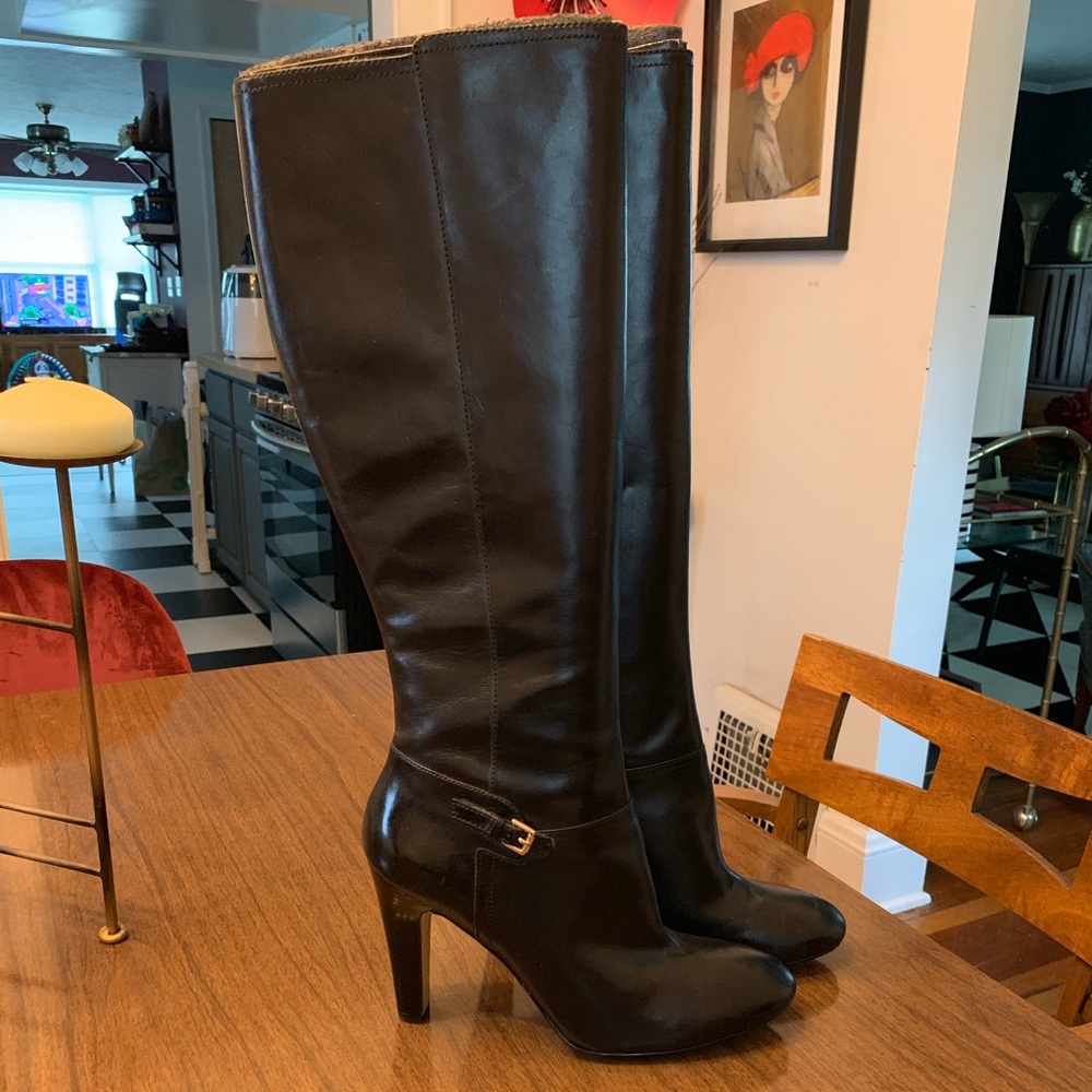 Tall leather heeled boots
